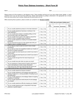 Pelvic Floor Distress Inventory &ndash; Short Form 20 Yes No Yes No