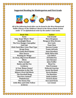 Suggested Reading for Kindergarten and First Grade 2016 2017