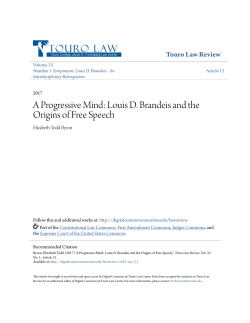 A Progressive Mind: Louis D. Brandeis and the Origins of Free Speech