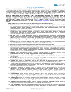 Dell Confidential Data Protection Agreement DATA PROTECTION