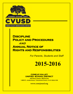 Discipline Policy and Procedures Annual Notice of Rights and