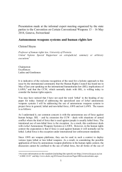 Autonomous weapons systems and human rights law