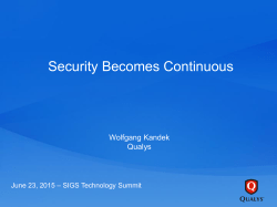 Security becomes Continous