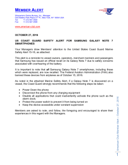 US Coast Guard Safety Alert for Samsung Galaxy Note 7 Smartphones