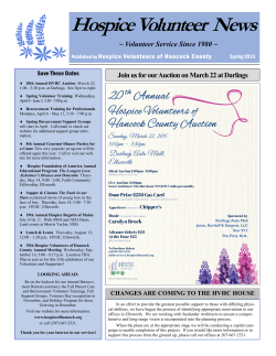 Our Spring Newsletter - Hospice Volunteers of Hancock County