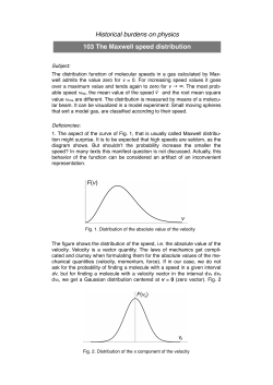 Historical burdens on physics 103 The Maxwell speed distribution