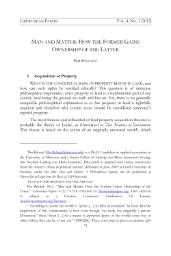 man and matter: how the former gains ownership of the latter