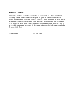 Distribution Agreement In presenting this thesis