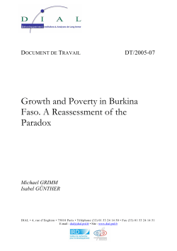 Growth and Poverty in Burkina Faso. A Reassessment of the Paradox