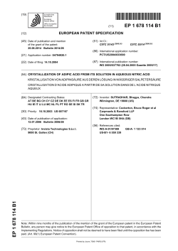 CRYSTALLIZATION OF ADIPIC ACID FROM ITS SOLUTION IN