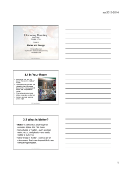 3.1 In Your Room 3.2 What Is Matter?