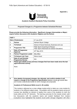 Programme Specification FdSc Sport (Adventure and Outdoor
