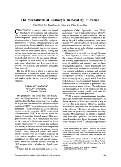 The Mechanisms of Leukocyte Removal by Filtration