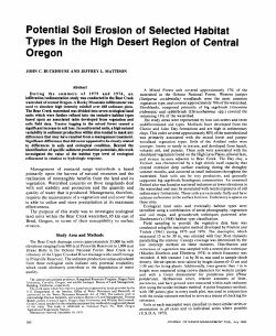 Soil Erosion of Selected Habitat the High Desert Region of Central