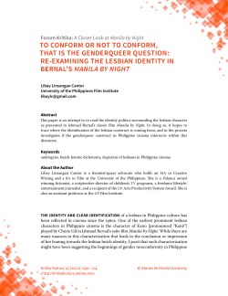 To ConForm or noT To ConForm, ThaT Is The GenderqUeer qUesTIon