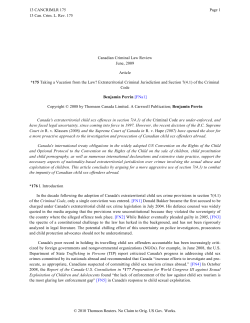 Taking a Vacation from the Law? Extraterritorial Criminal Jurisdiction
