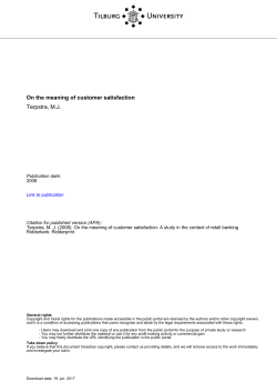On the Meaning of Customer Satisfaction - Research portal