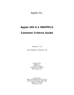 Apple Inc. Apple iOS 9.2 MDFPPv2 Common Criteria Guide
