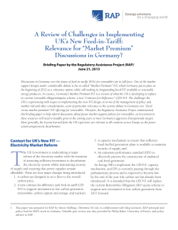 A Review of Challenges in Implementing UK`s New Feed-in