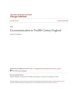 Excommunication in Twelfth Century England