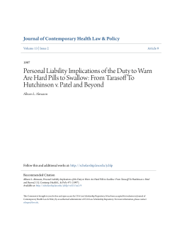 Personal Liability Implications of the Duty to Warn Are Hard Pills to