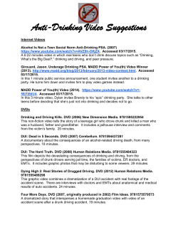 Anti-Drinking Video Suggestions Handout