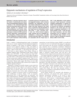Epigenetic mechanisms of regulation of Foxp3
