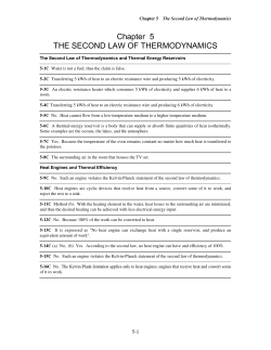 Chapter 5 THE SECOND LAW OF THERMODYNAMICS