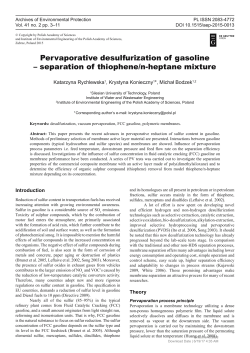 Pervaporative desulfurization of gasoline &ndash; separation of thiophene