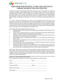 Procedure for Speaking at the Garland County Library Board of