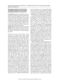 Citizenship, Equality and Civil Society - The 200th - H-Soz-Kult
