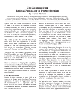 The Descent from Radical Feminism to