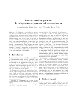 Barter-based cooperation in delay-tolerant personal wireless networks