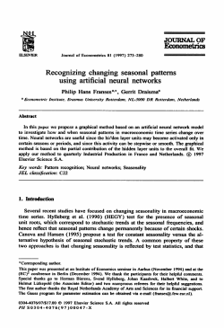 Econometrics Recognizing changing seasonal patterns using