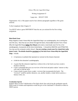 I Know Why the Caged Bird Sings Writing Assignment #2 1 page min.