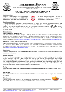 14 Monthly Newsletter April End of Spring term 2014