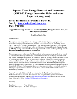 Dear Colleague Letter: Clean Energy Research and
