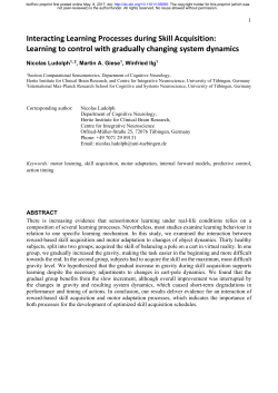 Interacting Learning Processes During Skill Acquisition