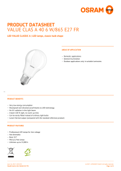 product datasheet value clas a 40 6 w/865 e27 fr