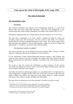 Close-up on the robot of Metropolis, Fritz Lang, 1926