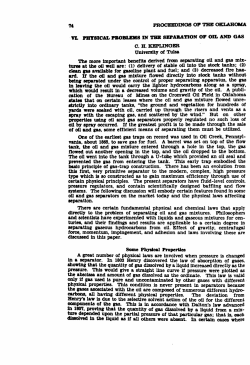 Physical Problems in the Separation of Oil and Gas