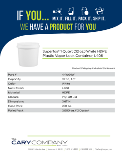 Specs: Superfos&reg; 1 Quart (32 oz.) White HDPE Plastic Vapor Lock