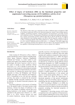 Effect of degree of hydrolysis - International Food Research Journal