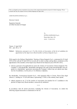 Fac-simile lettera di deposito delle liste