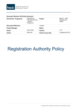 Registration Authority Policy