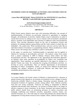 1 DIVERSIFICATION OF FISHERIES ACTIVITIES AND