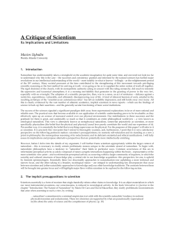 A Critique of Scientism - Florida Atlantic University