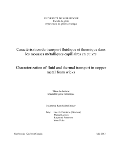 Caract&eacute;risation du transport fluidique et thermique dans les
