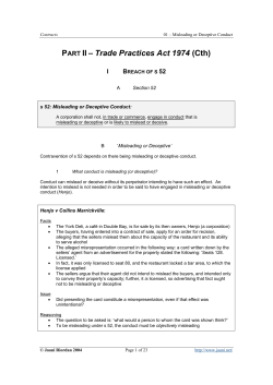 Misleading or Deceptive Conduct