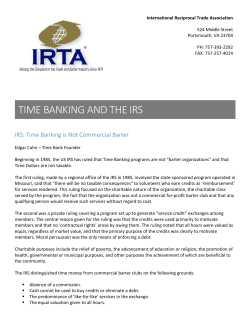 time banking and the irs - International Reciprocal Trade Association